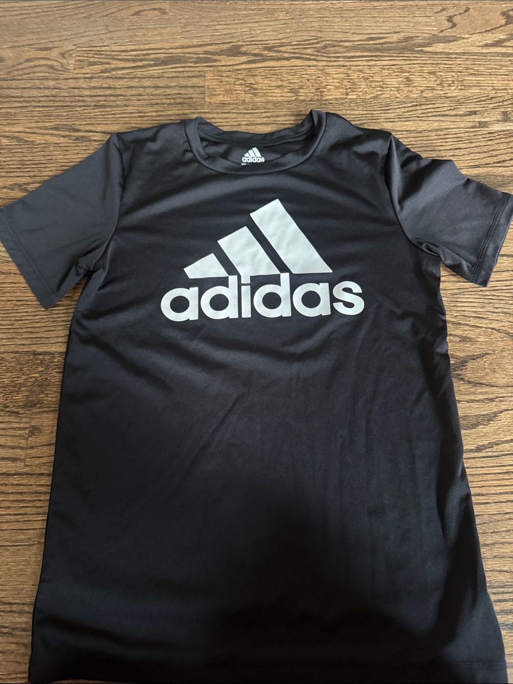 adidas Black Tee with Large White Logo - Kids